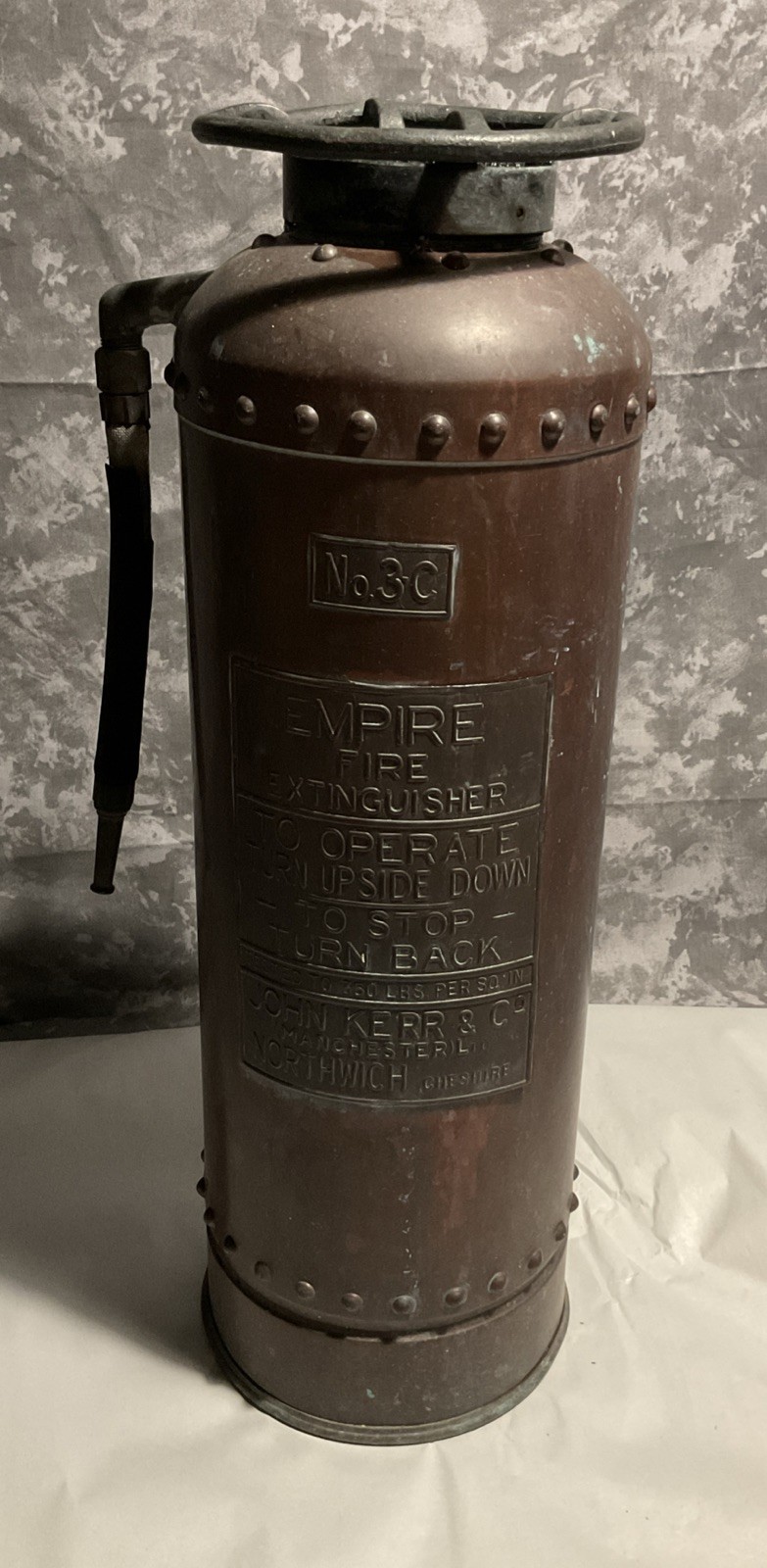 Antique John Kerr -Brass Empire Fire Extinguisher Firefighting  - Collectible