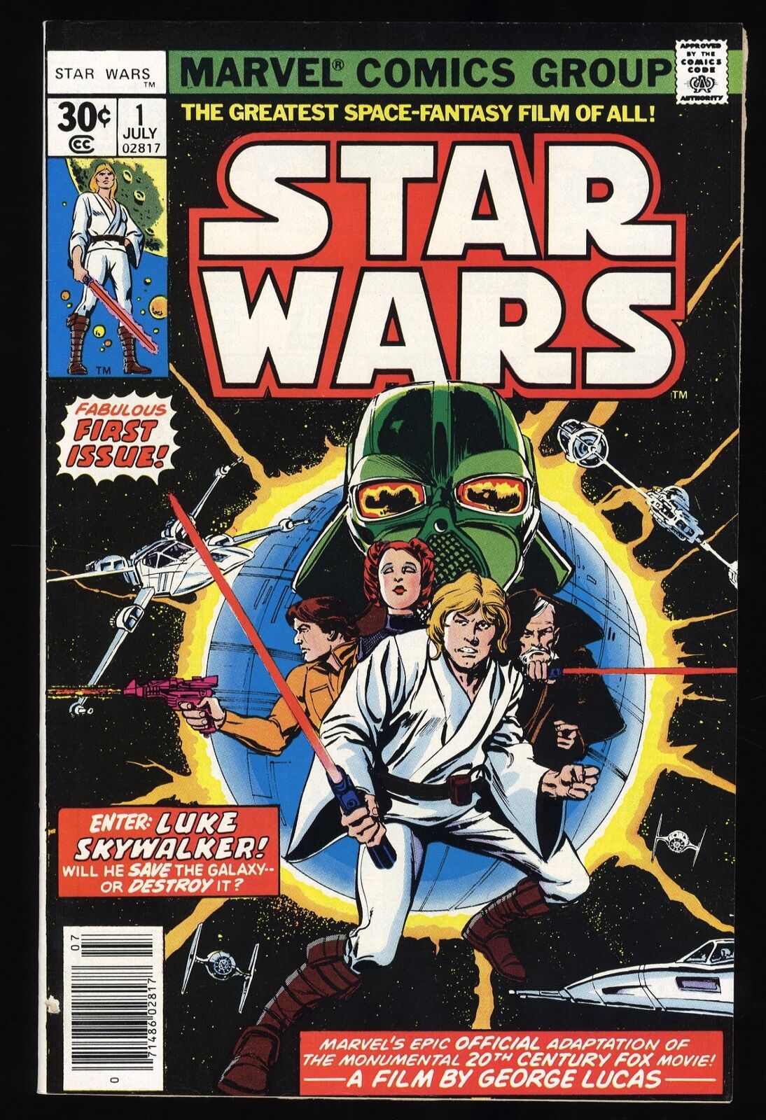 Star Wars (1977) #1 FN/VF 7.0 1st App Luke Skywalker Darth Vader Marvel 1977