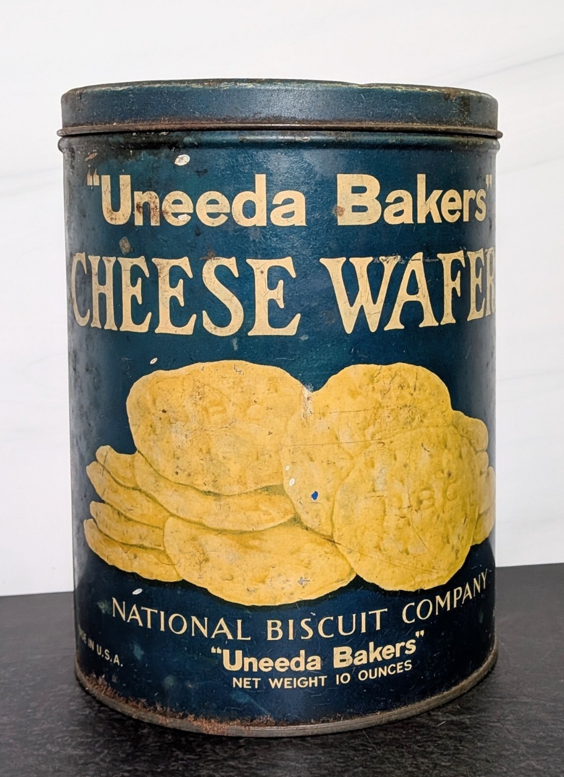 Antique Uneeda Bakers Cheese Wafers Tin National Biscuit Company Nabisco 10 Oz