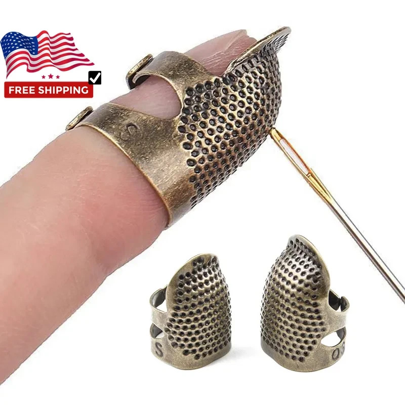 2pcs Retro Finger Protector Antique Thimble Ring Handworking Needle Thimble New