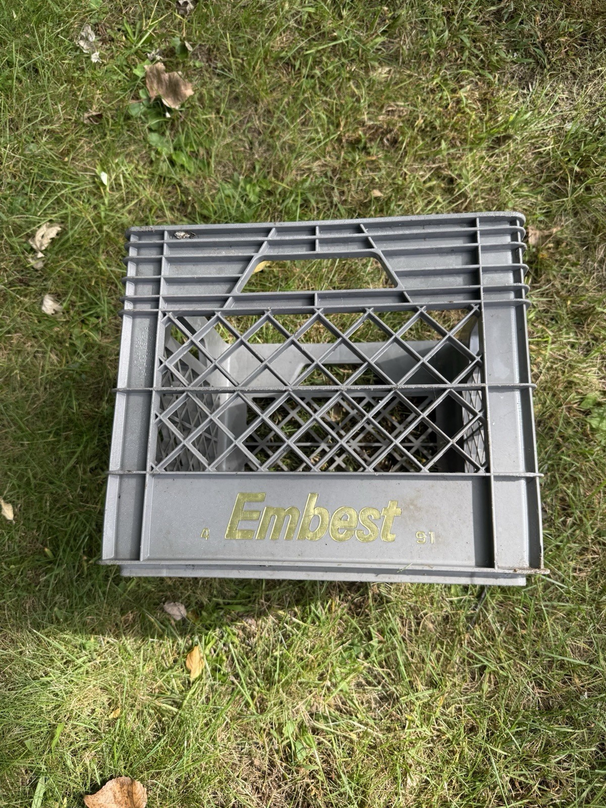 VINTAGE EMBEST Dairy Plastic Milk Crate - Gray