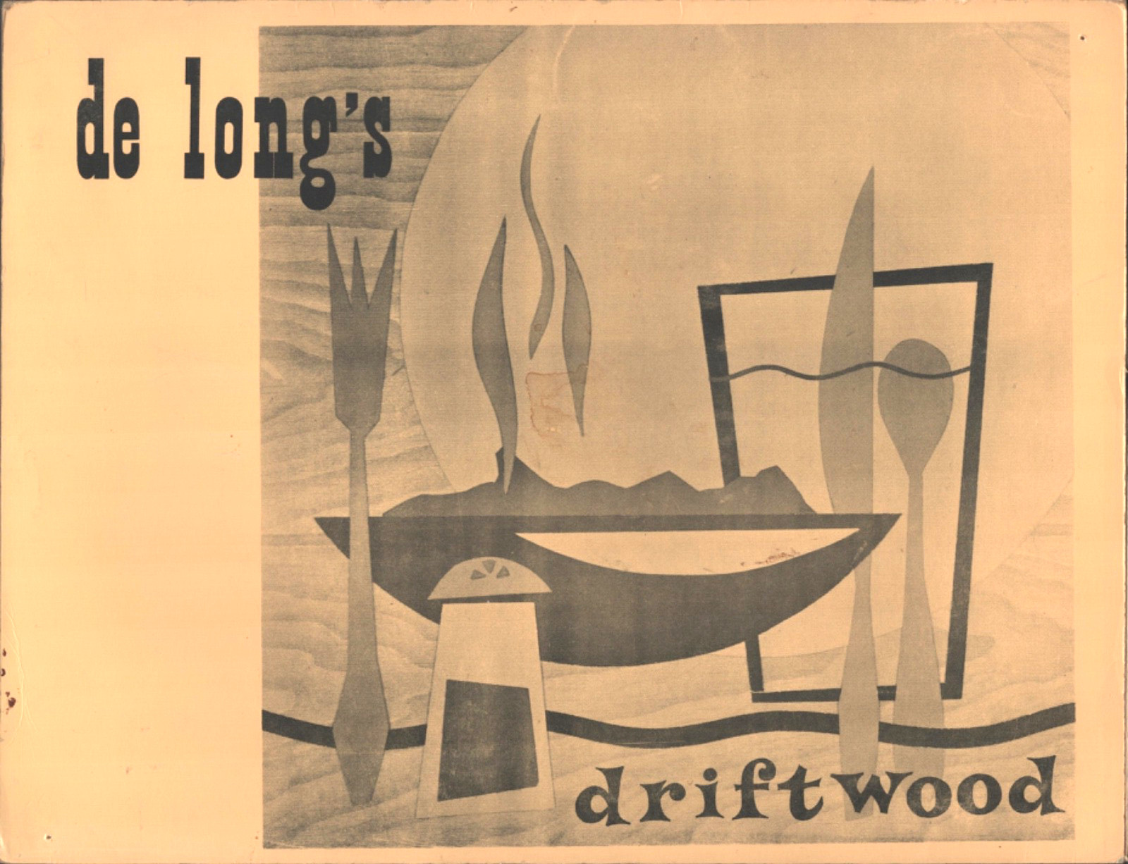 1960s DE LONG\'S DRIFTWOOD vintage restaurant sheet music HIGHWAY 89 unknown town 1960s DE LONG\'S DRIFTWOOD vintage restaurant sheet music HIGHWAY 89 unknown town