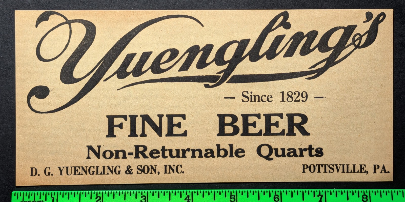 Vintage Yuengling's Beer Paper Advertisement Flyer