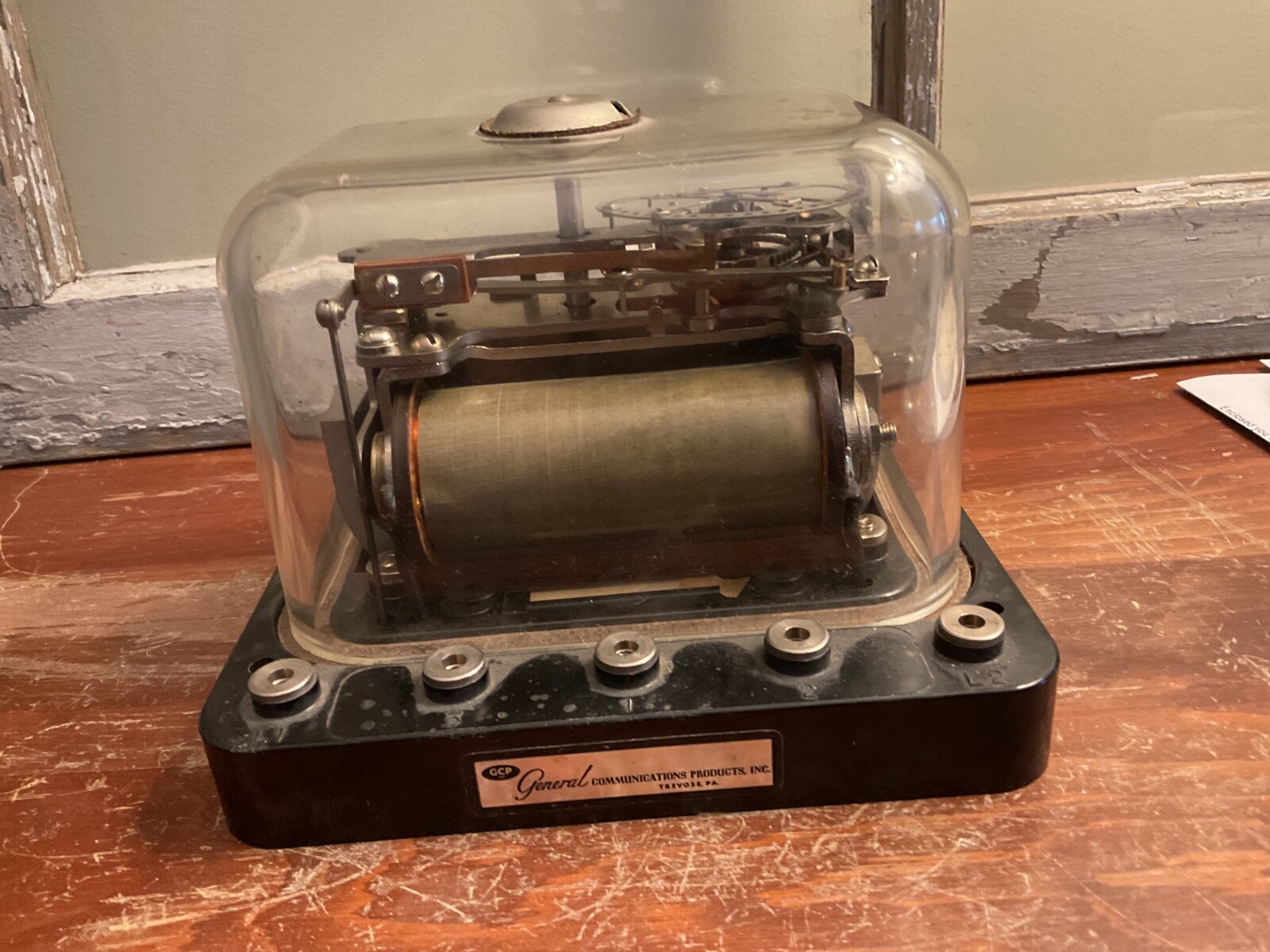 Vintage General Communication Glass Domed Railroad Telephone