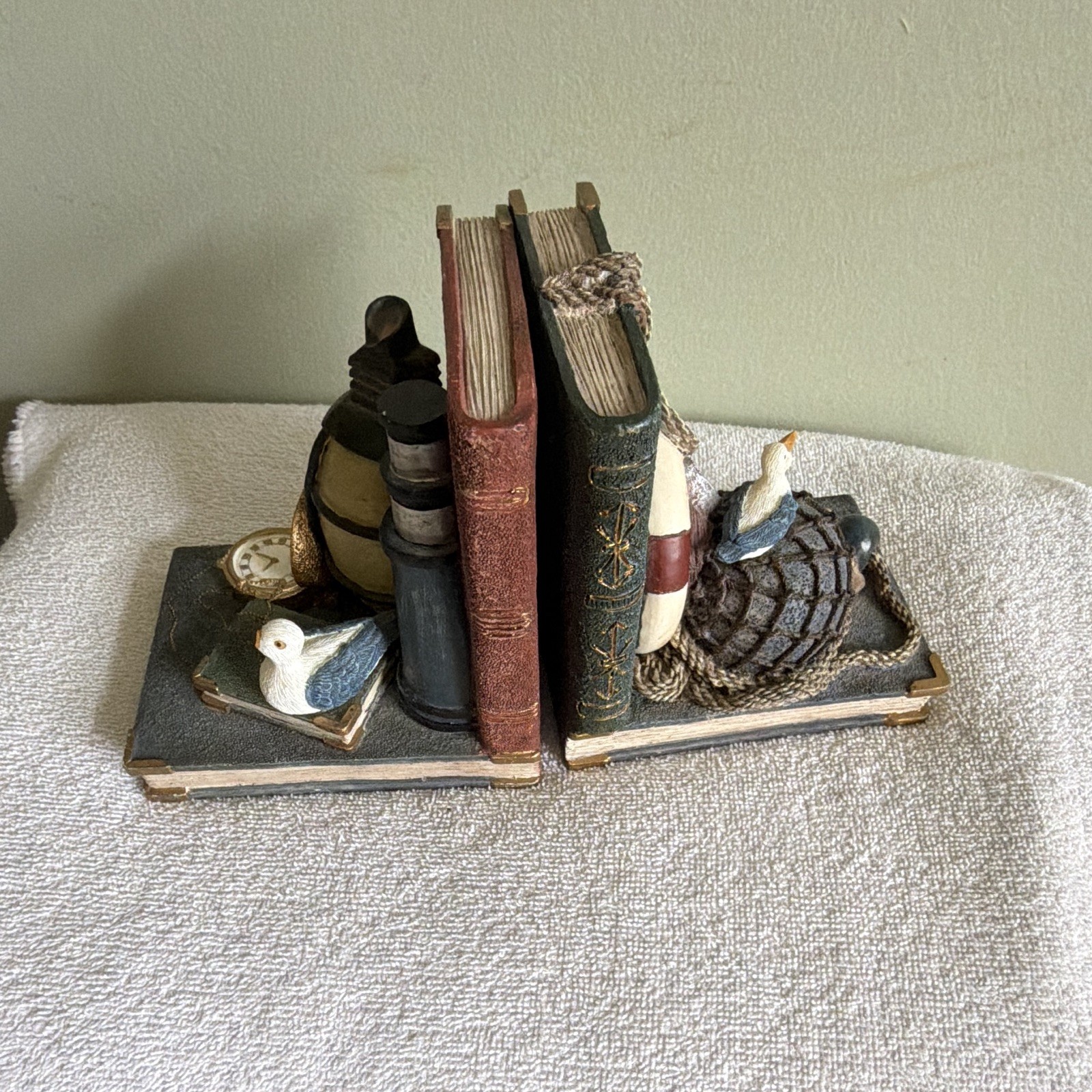 Heritage Mint Ltd Nautical Resin Bookends Seagull Lighthouse Buoy Non-Slip