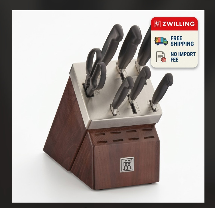 Free Shipping AUTHENTIC ZWILLING 8-Pc Self-Sharpening Knife Block NO IMPORT FEE