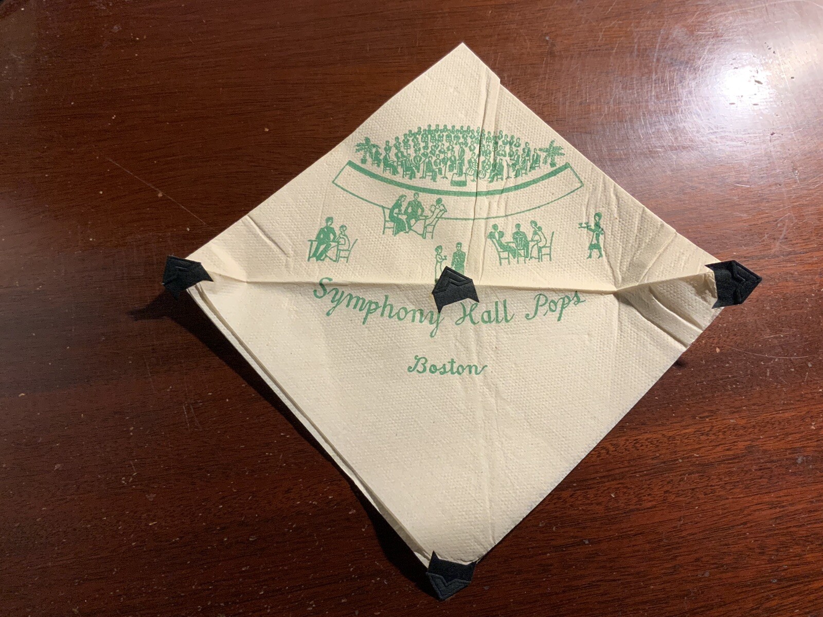 Symphony Hall Pops Boston Massachusetts MA Vintage Napkin DAMAGED Symphony Hall Pops Boston Massachusetts MA Vintage Napkin DAMAGED