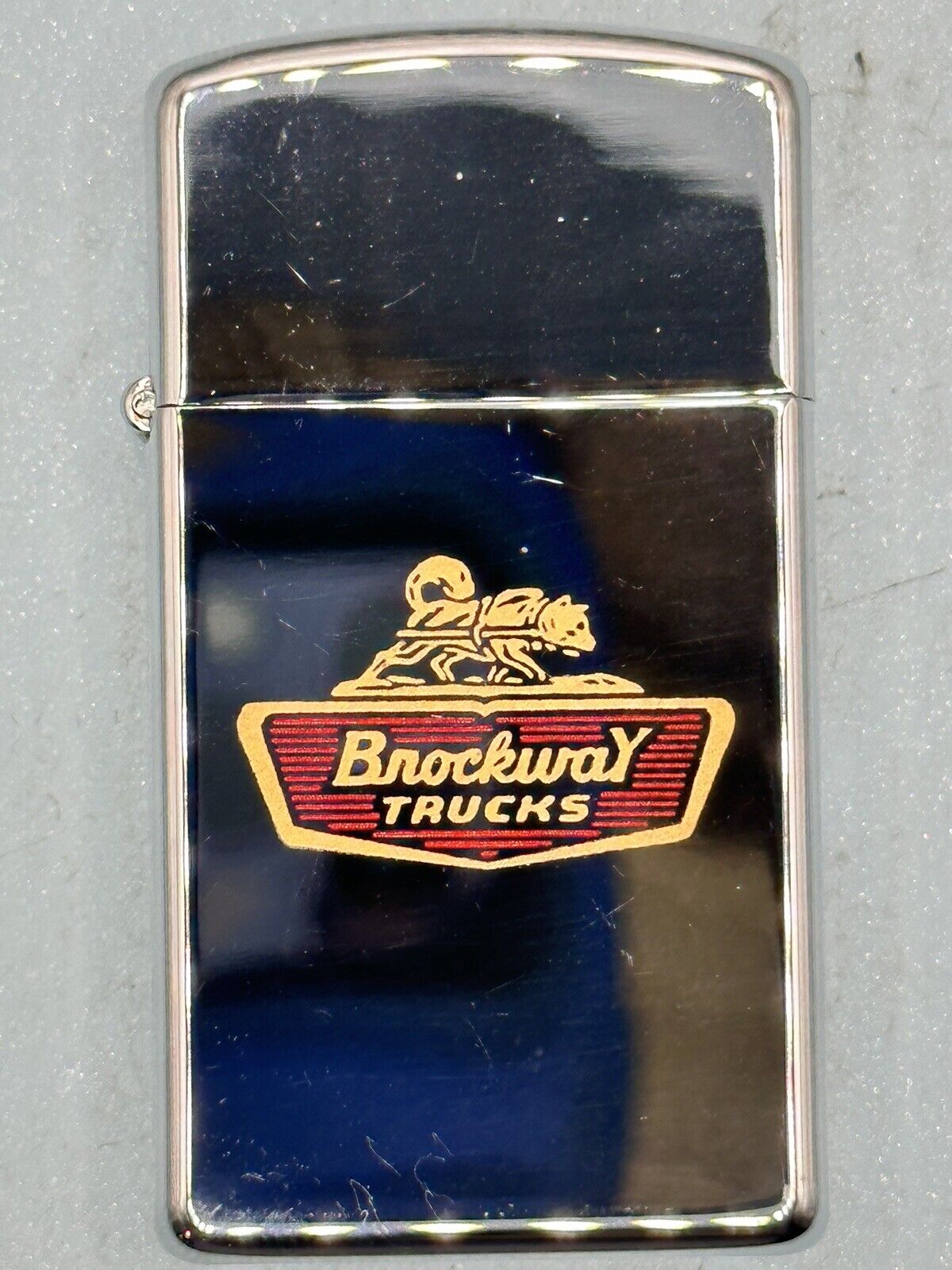 Vintage 1970 Brockway Trucks Advertising HP Chrome Slim Zippo Lighter NEW