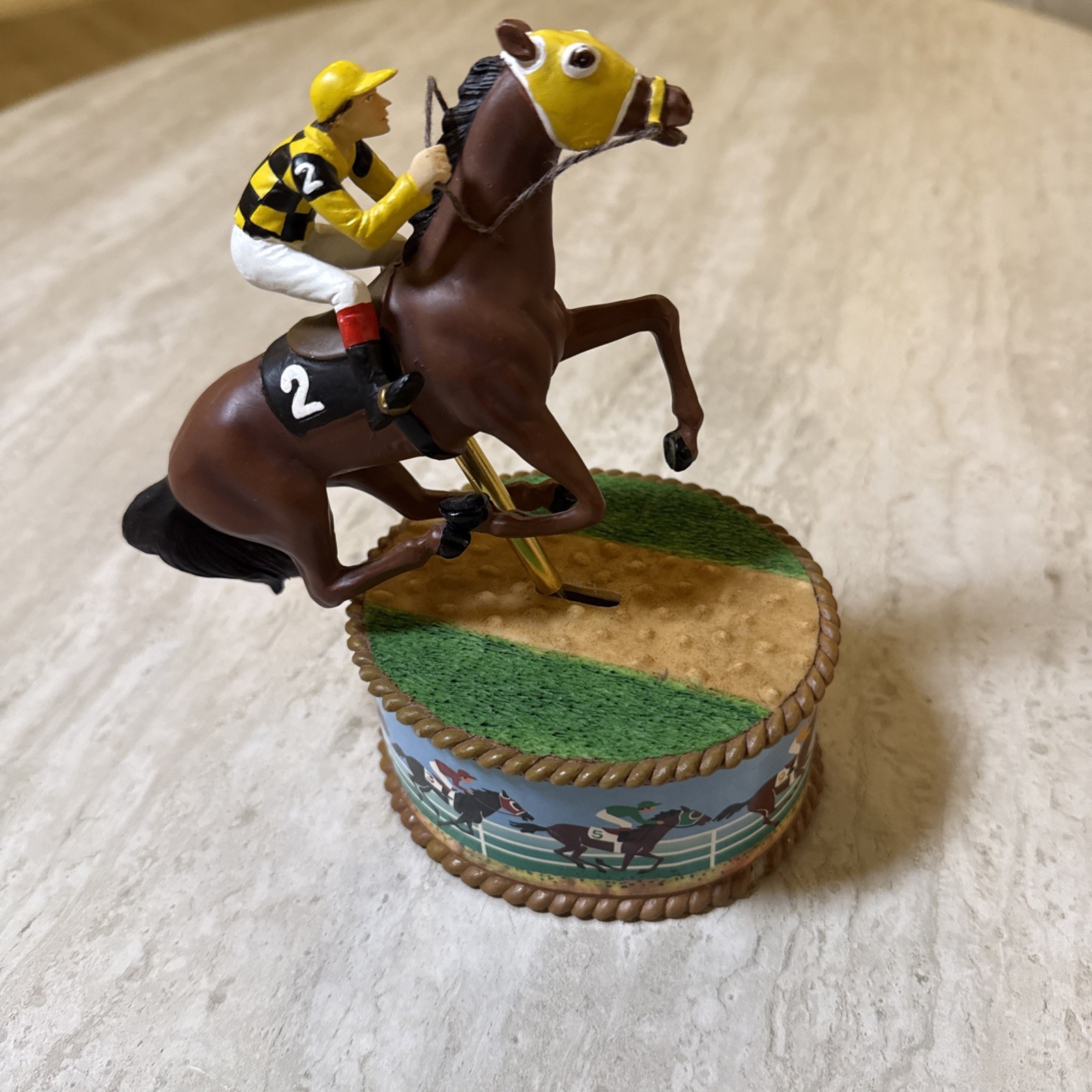 Wind Up Horse Jockey Music Box Equestrian Racing Horse Moves Wind Up Horse Jockey Music Box Equestrian Racing Horse Moves