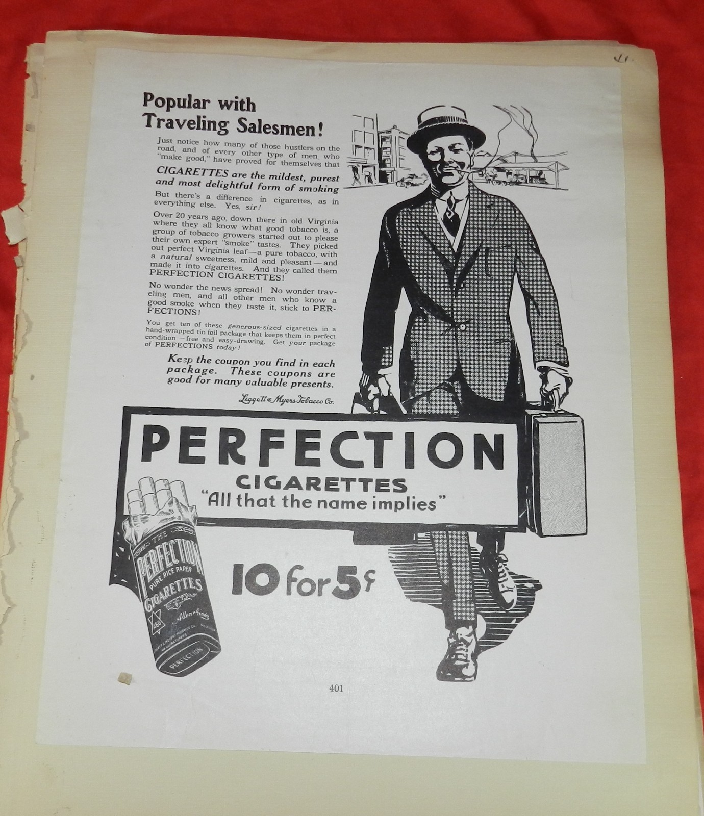 Lot of 67 Perfection Cigarettes Ads from the Liggette & Myers Company - 1916