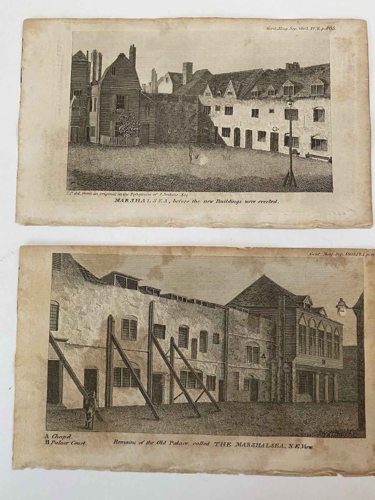 c 1803 Antique Engraving Views Of Marshalsea Prison Southwark London #7925