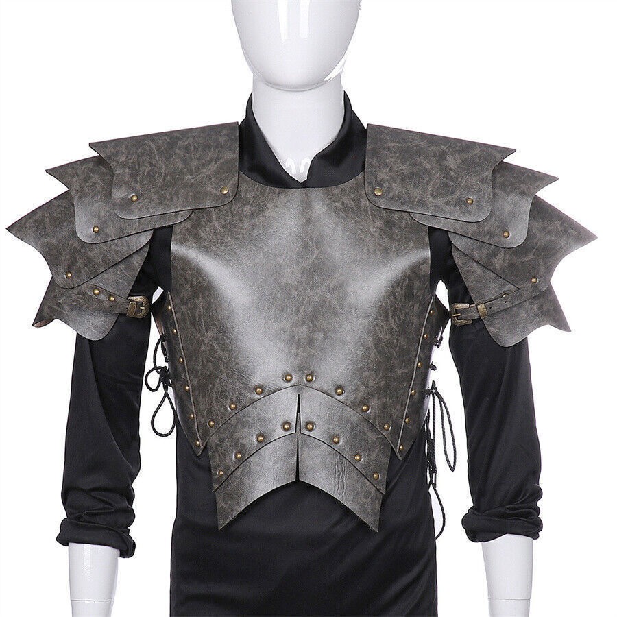 Medieval Retro Knight PU Breastplate Shoulder Armor Halloween Cosplay Costume