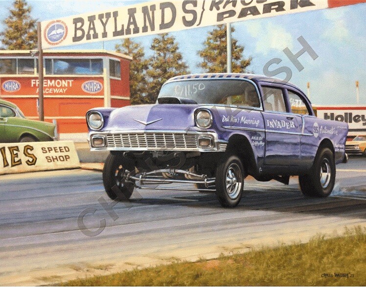 Drag Racing action prints - Del Rio & Manning 56 Chev C/G at Fremont.