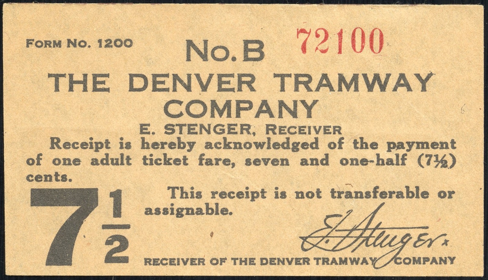 US Railroad Old Denver Tramway Co Trolley Ticket US Railroad Old Denver Tramway Co Trolley Ticket