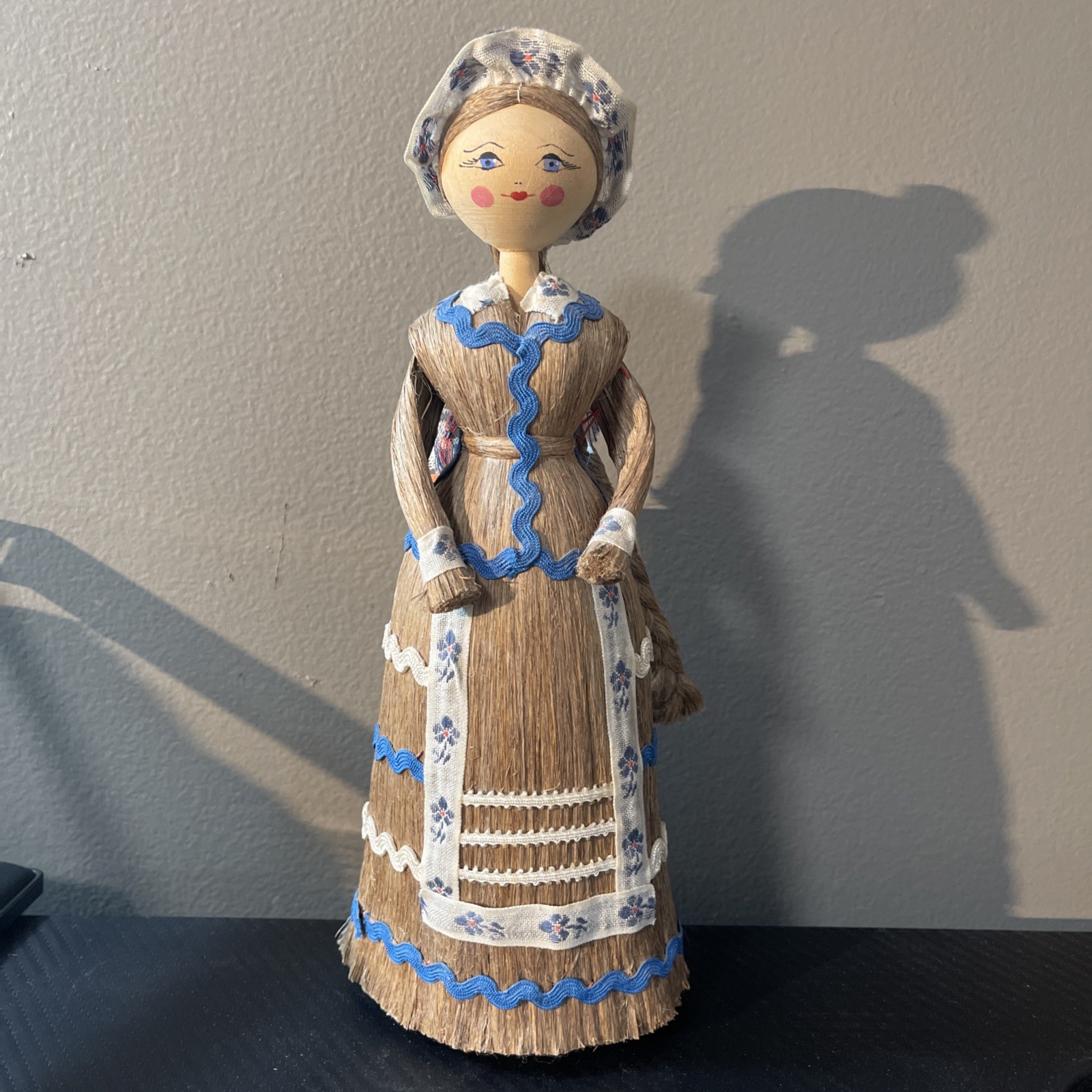 Minsk Belarus Russian 10” Straw Wood Doll 