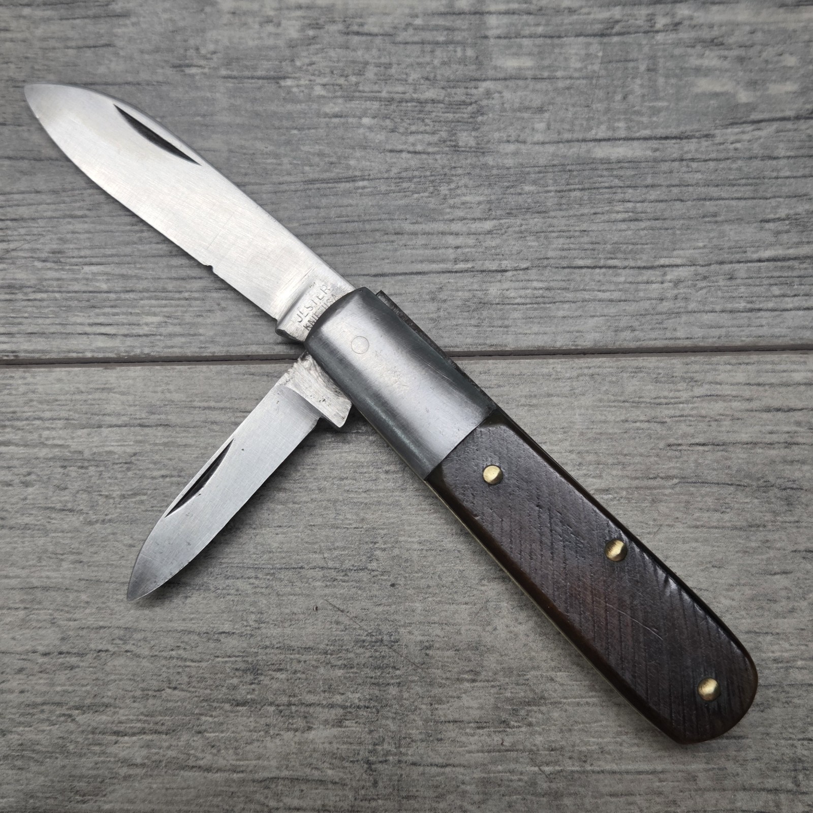 Vintage Ulster Knife USA 2 Blade Barlow Jack Pocket Knife Jigged Handle
