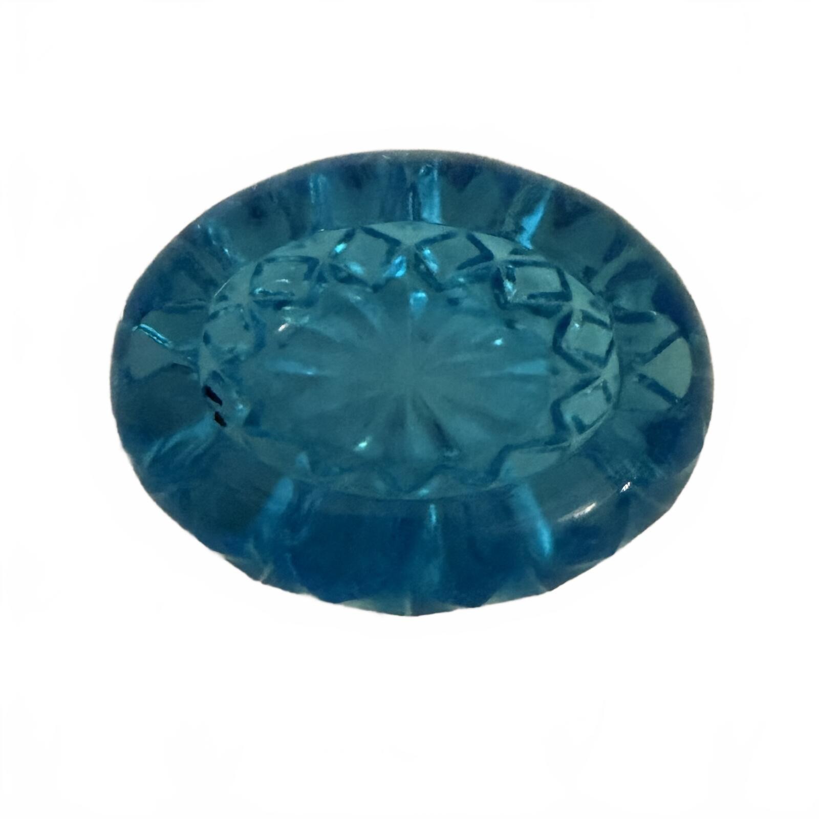 Vintage Indiana Glass blue glass relish dish with starburst pattern.