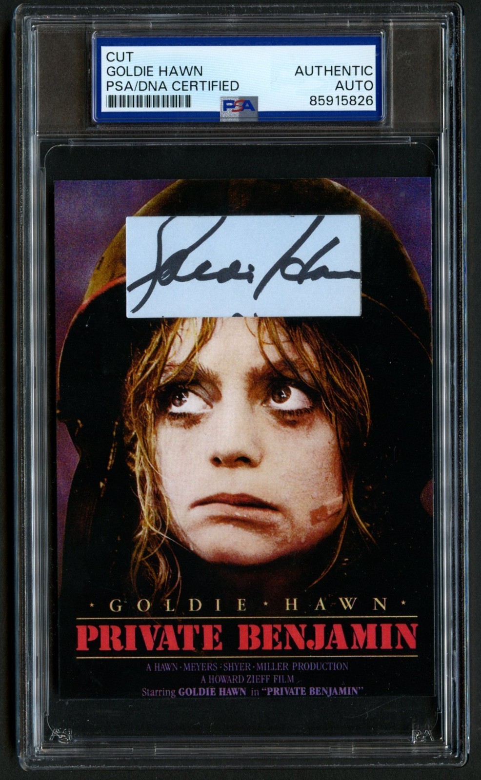 Goldie Hawn signed autograph 3.5x5 Actress Private Benjamin Custom Cut PSA Slab