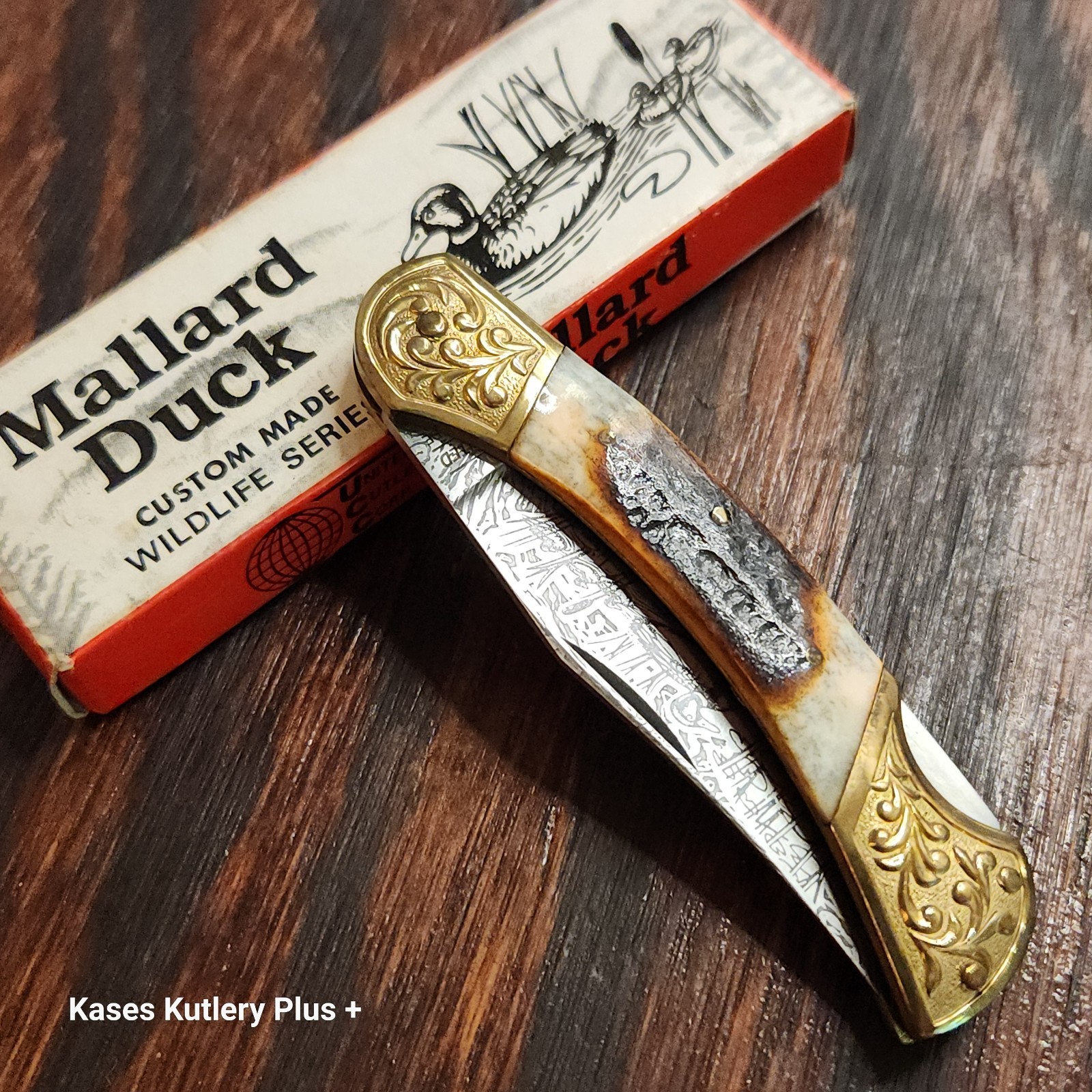 Vintage United Cutlery UC410 Mallard Duck Lockback Folding Knife Made In Japan