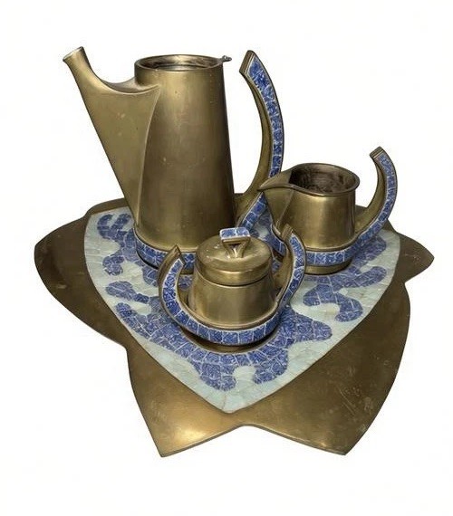 Vintage Salvador Teran Brass Coffee Serving Set Vintage Salvador Teran Brass Coffee Serving Set