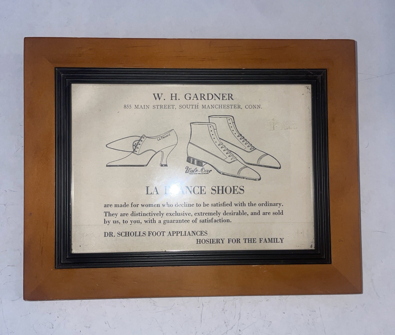 Vintage Framed Advertisement Dr Sholls Foot Appliances La France Shoes