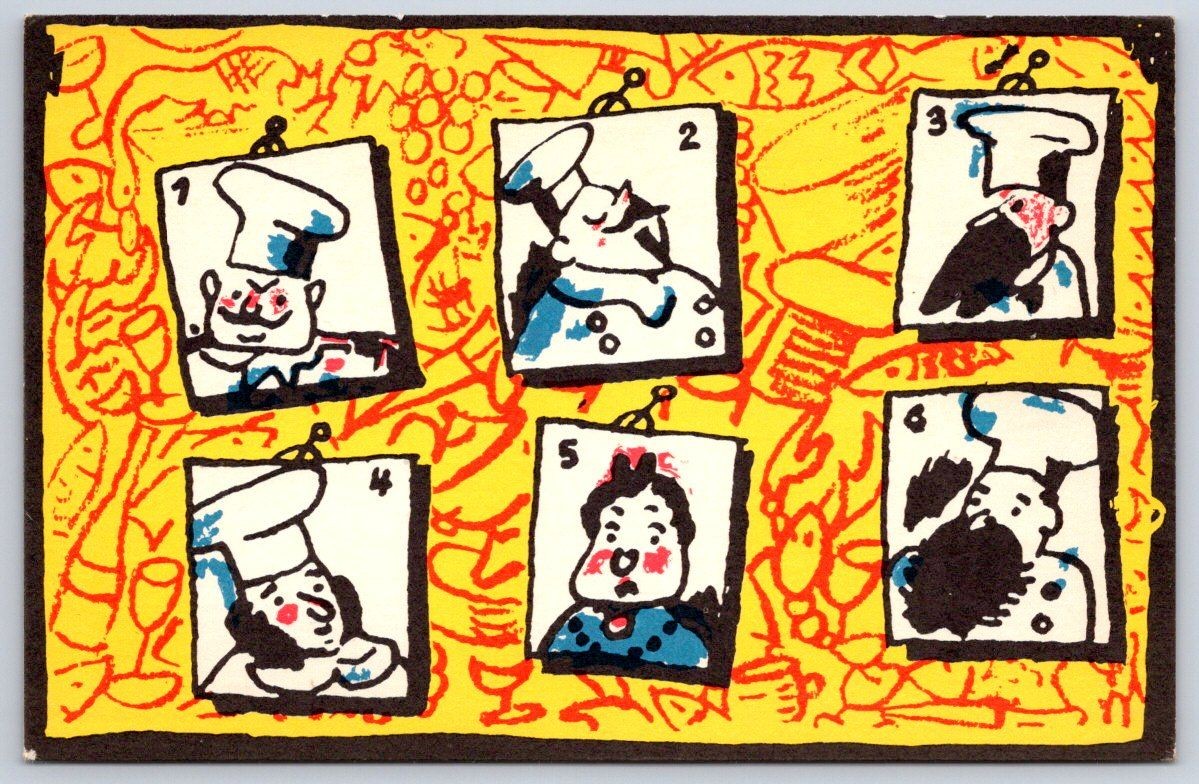 Vintage Ludwig Bemelmans Mural Art Chefs Caricature 1954 Vintage Ludwig Bemelmans Mural Art Chefs Caricature 1954