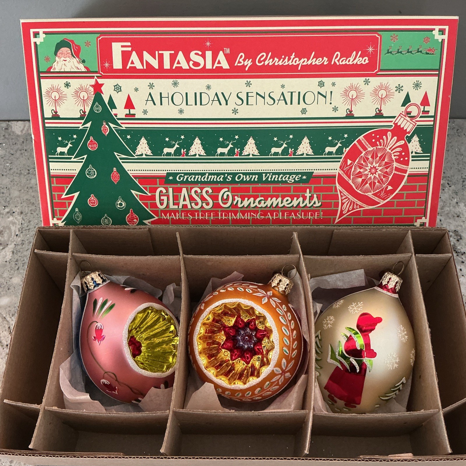 Fantasia by Christopher Radko-Grandma\'s Own Vintage-Set of 3-Select Edition Fantasia by Christopher Radko-Grandma\'s Own Vintage-Set of 3-Select Edition