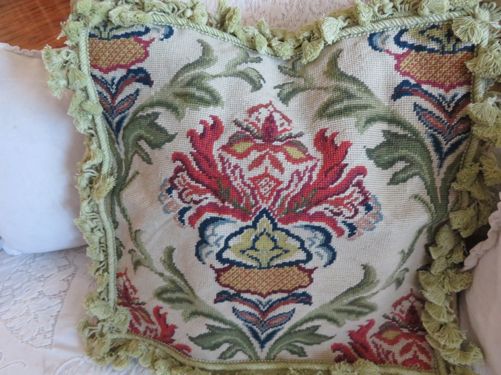Aubusson style NWOT OLD WORLD RUG PATTERNED Needlepoint Pillow Huge Pillow Cvr