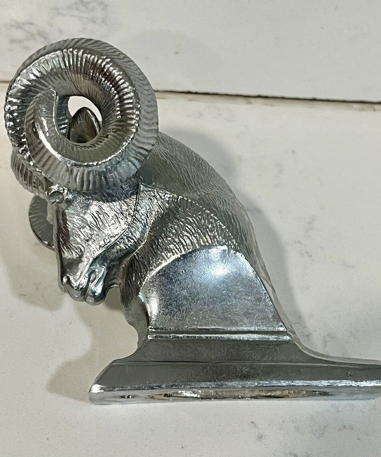 Rare Vintage Dodge Ram Hood Ornament Chrome Horns Metal