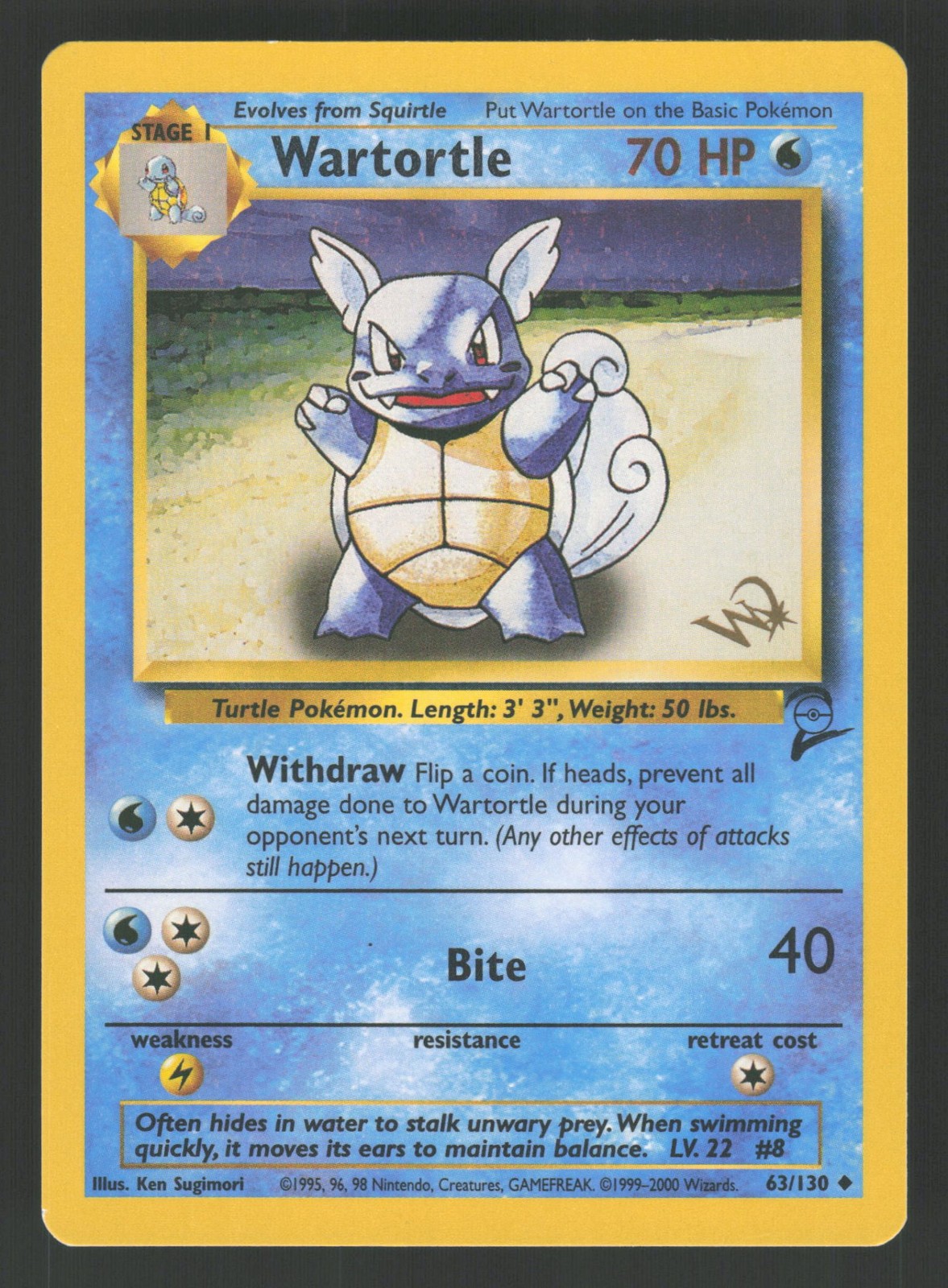 English LP Wartortle [W Stamped] 063/130 PR Pokemon WoTC Promo