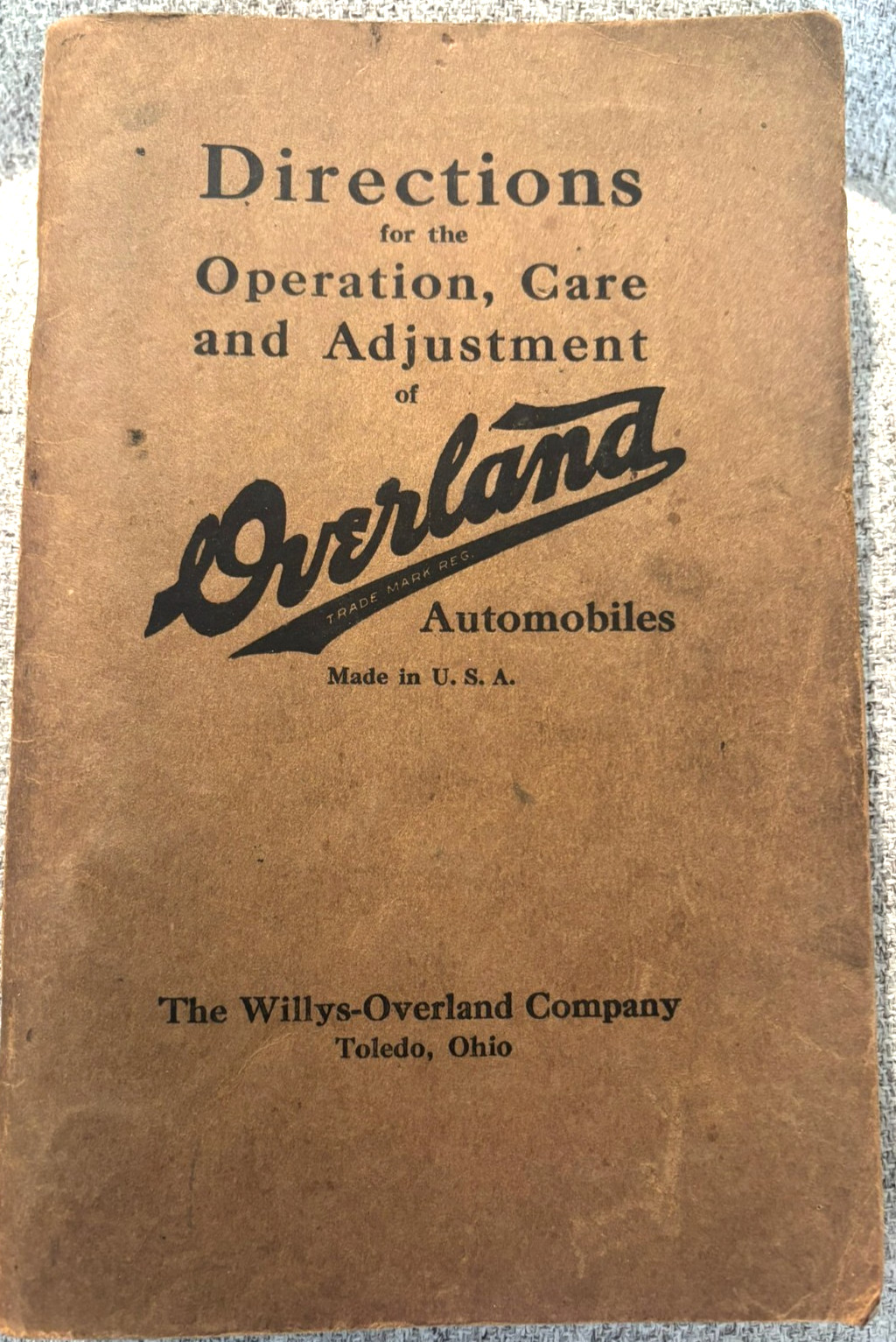 VINTAGE ORIGINAL 1915 WILLYS OVERLAND AUTOMOBILE OPERATING MANUAL CAR BOOKLET