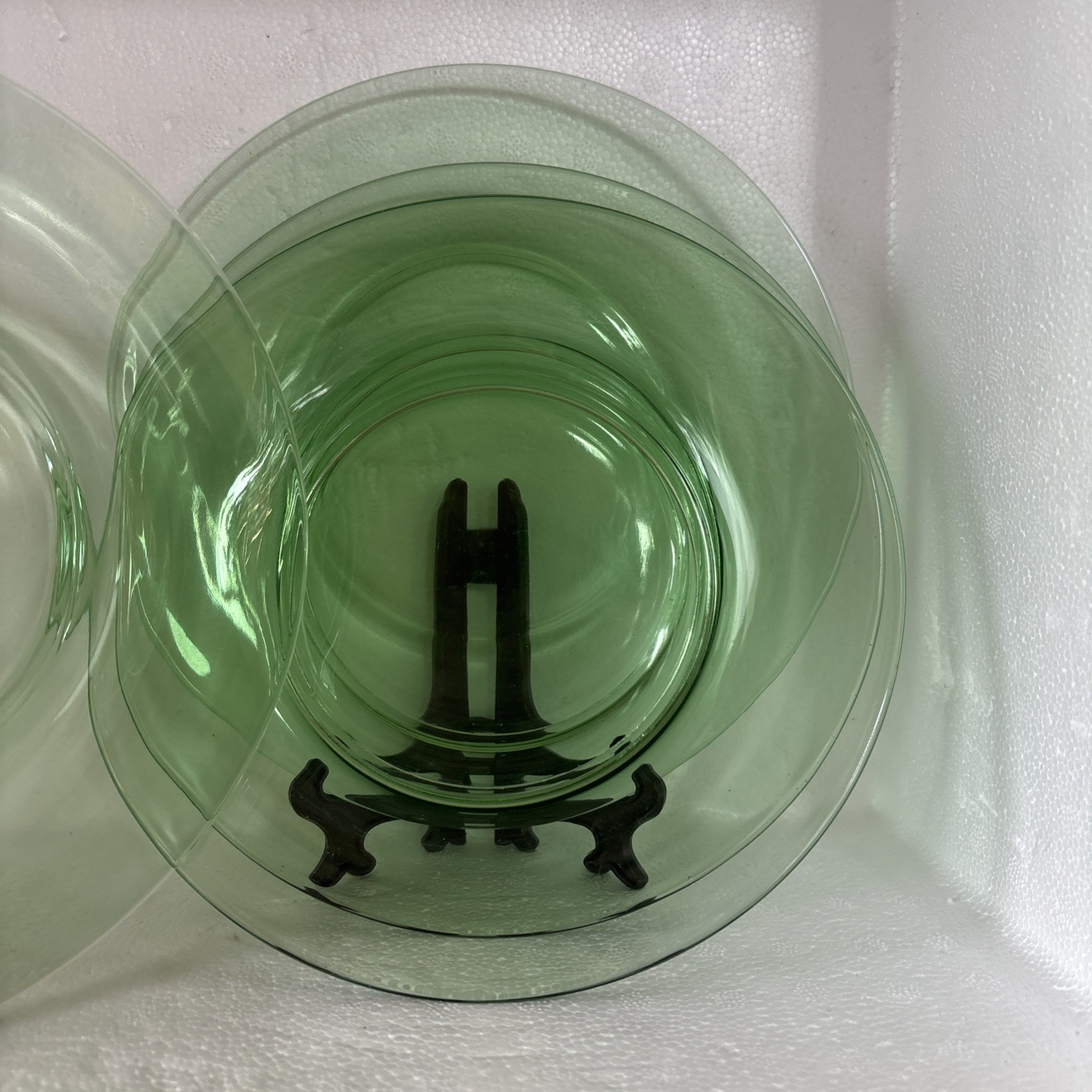  5 Cambridge Vintage Green Uranium Depression Era 8”  Round Plates
