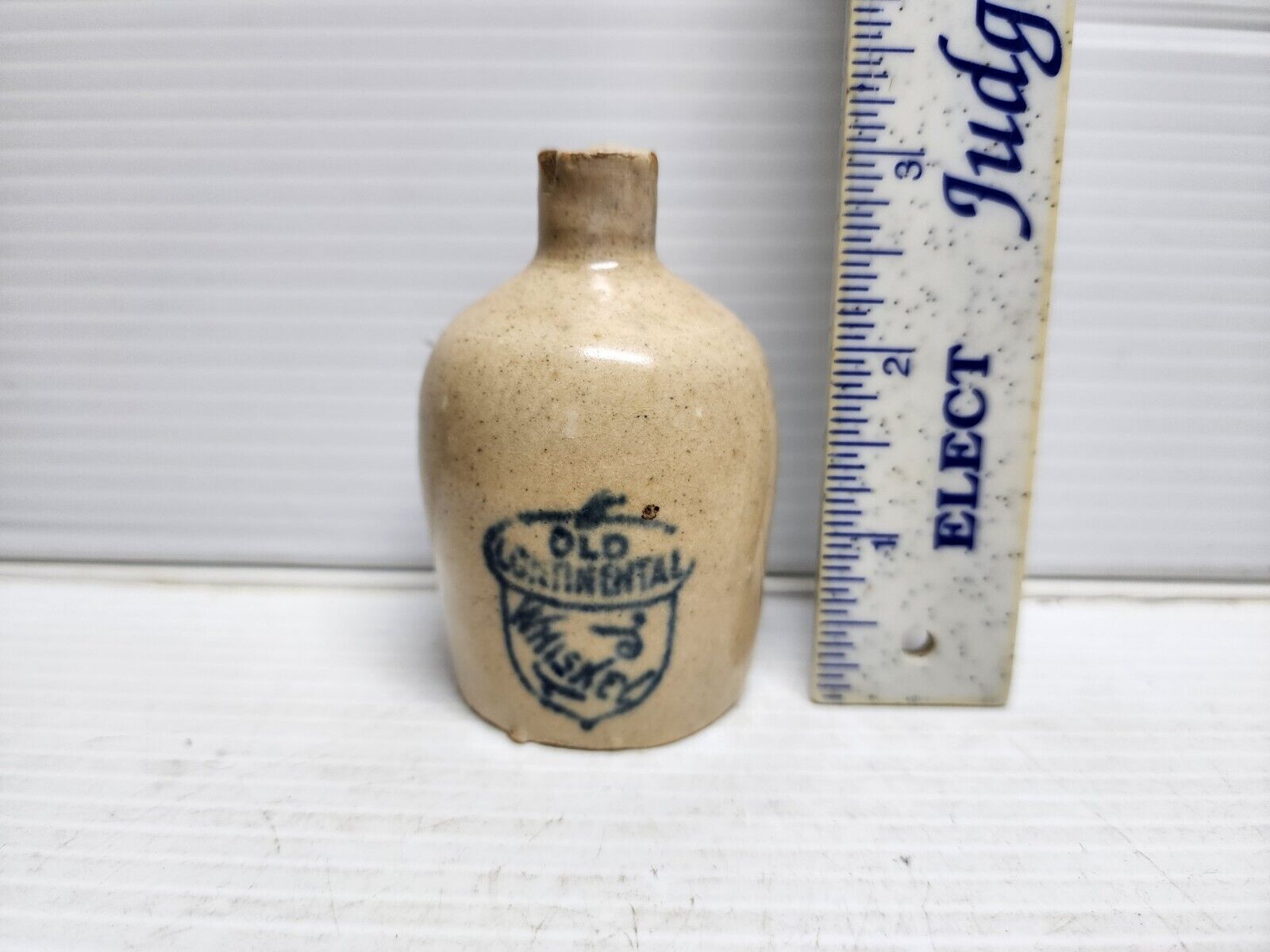 Antique Mini Crock Jug Store Advertisement Old Continental Whiskey 