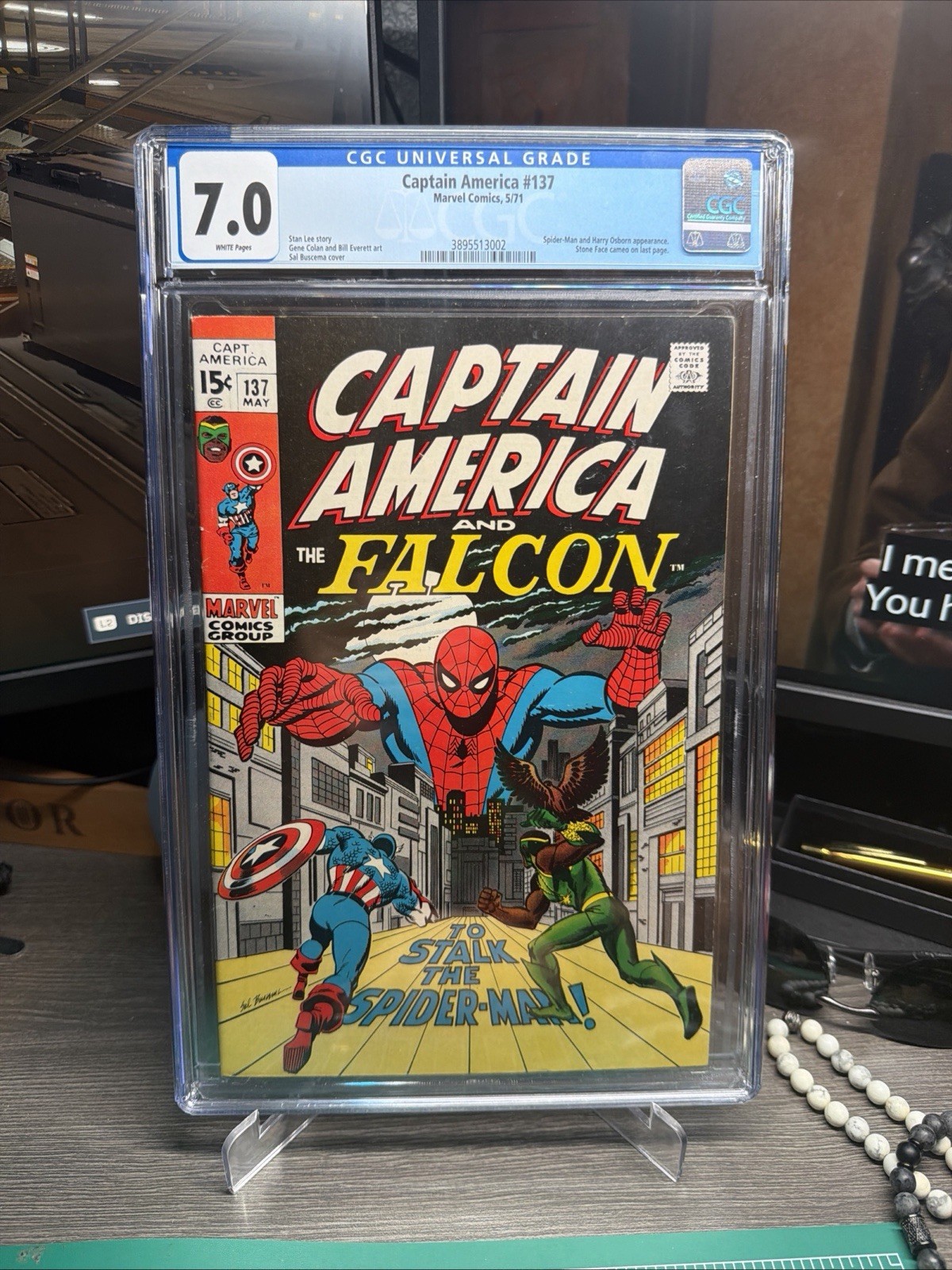 💫 Captain America #137 CGC 7.0 Spider-man App. Stone face app. Vintage marvel