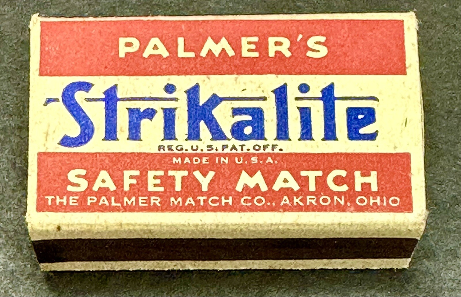 Palmer’s Strikalite Wood Safety Matches Unstruck Box NIB Antique Advertising Tin