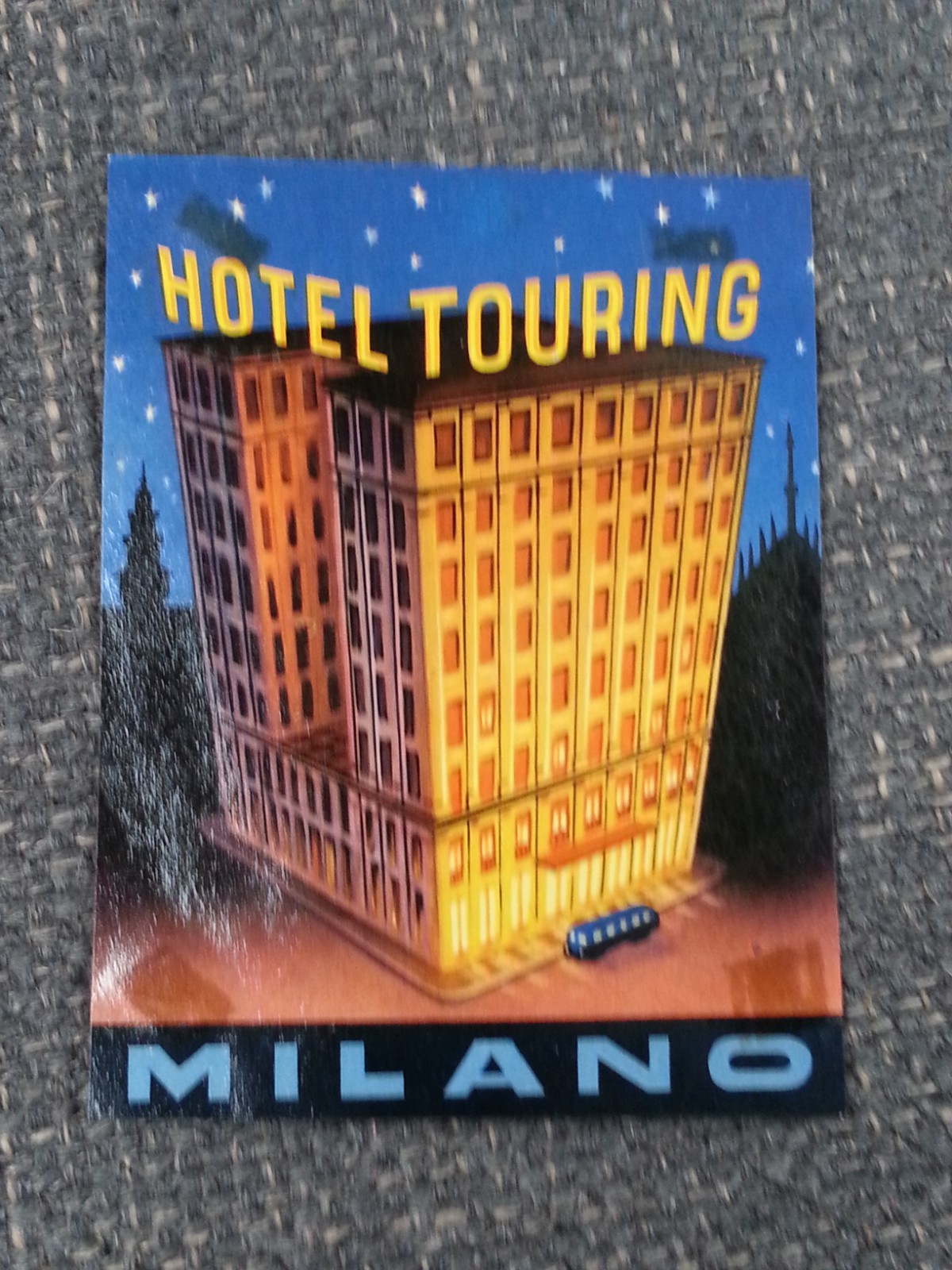 Original Vtg 1950s Luggage Hotel Touring Tag Label Milano Italy