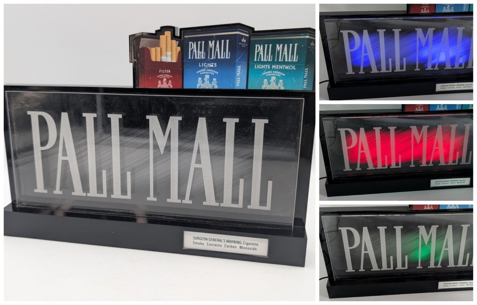 Vintage Pall Mall LED Light Sign 🔴 Red 🔵 Blue 🟢 Green Cigarette Dive Bar Wall