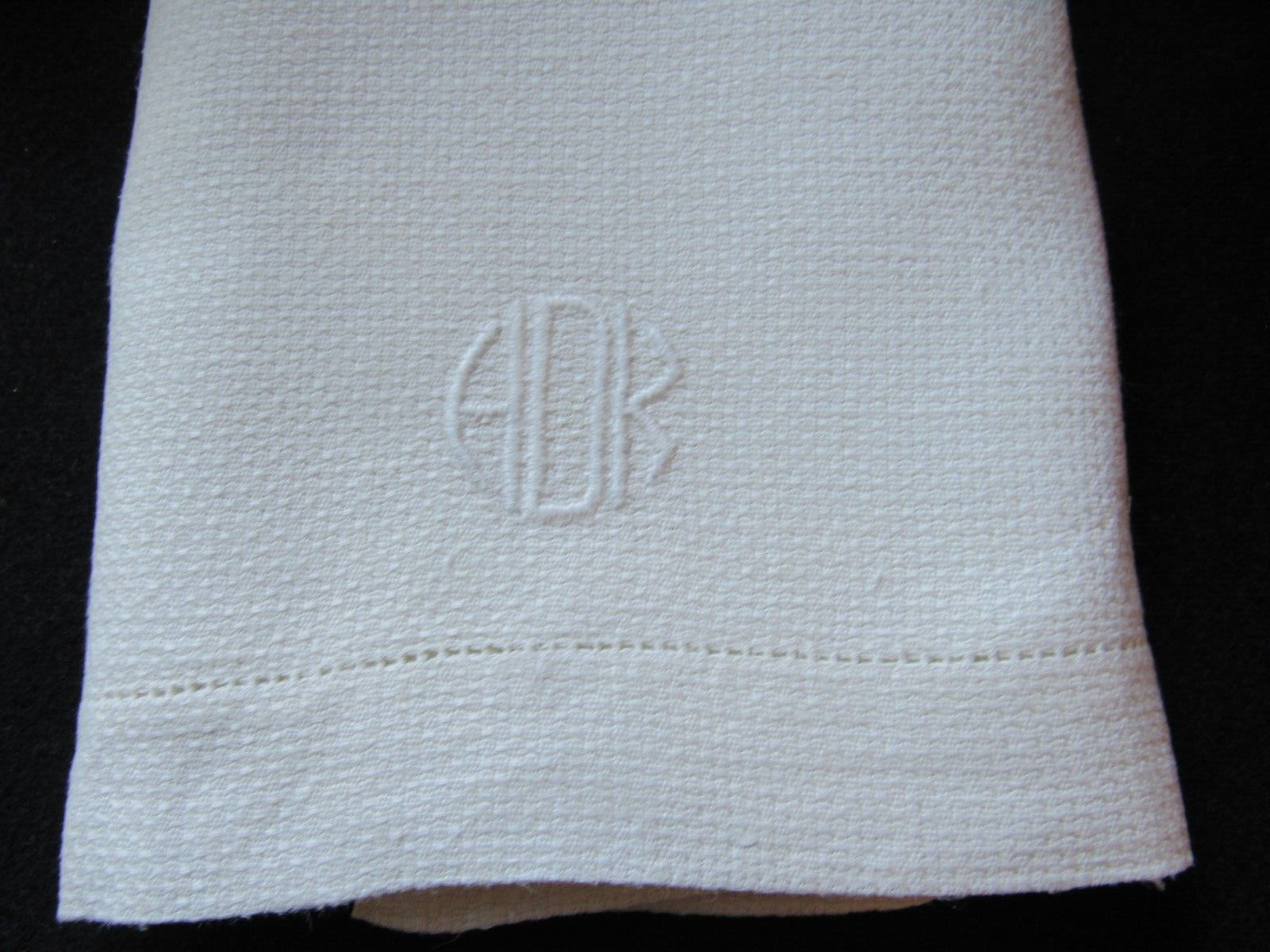 Lovely Vintage White Huck Cotton Guest Hand Towel Monogrammed