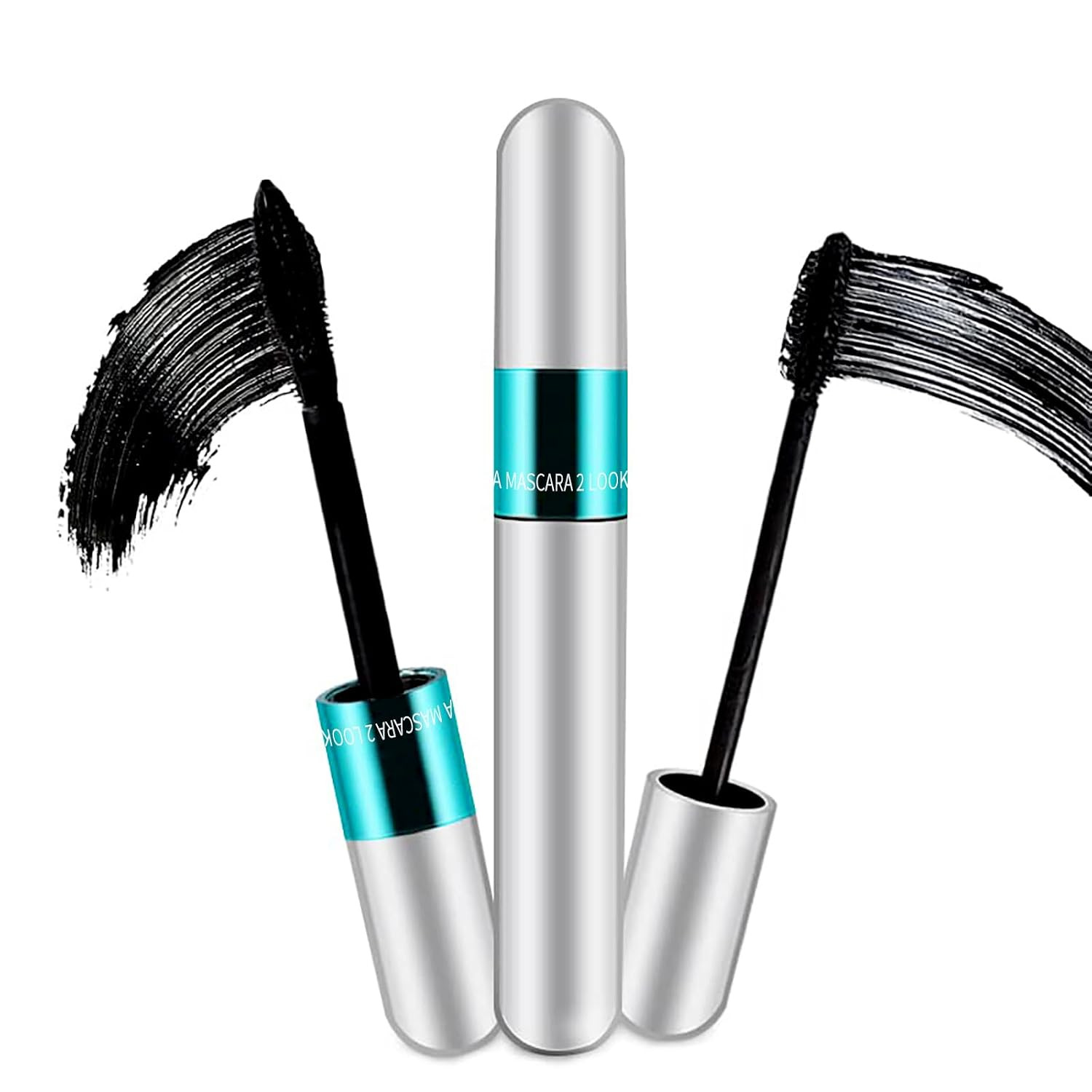 2 Pack 2 in 1 5x Longer Washable Mascara, Waterproof Lash Cosmetics Natural | 4D