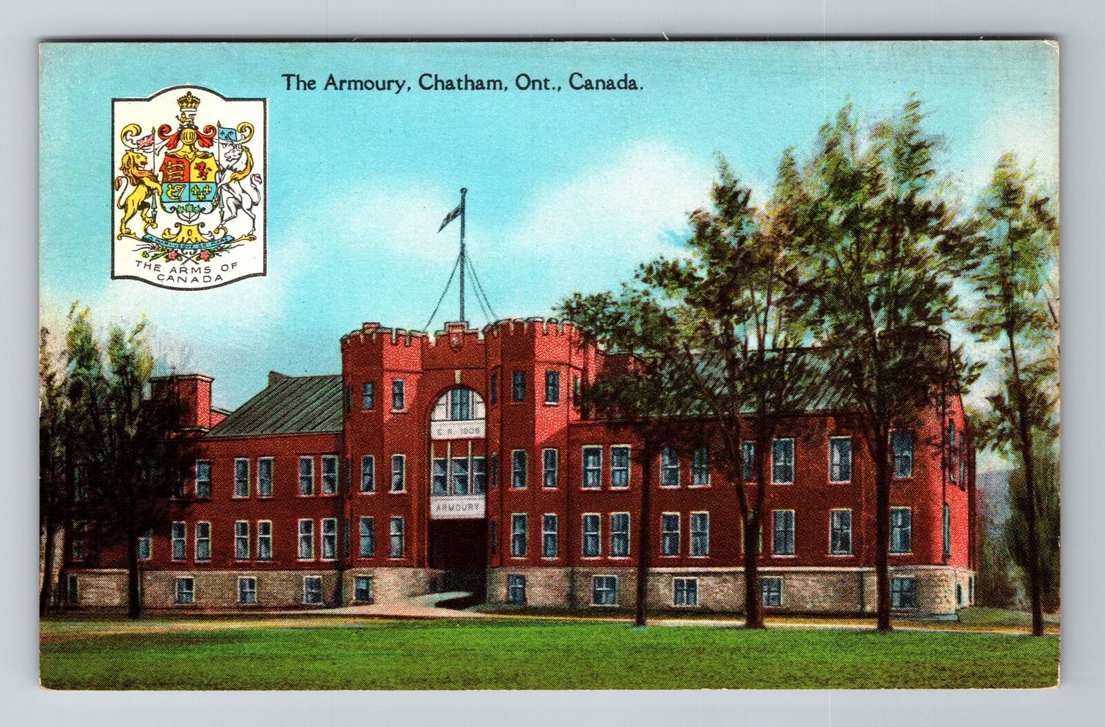 Chatham ON-Ontario Canada, The Armoury, Antique, Vintage Postcard