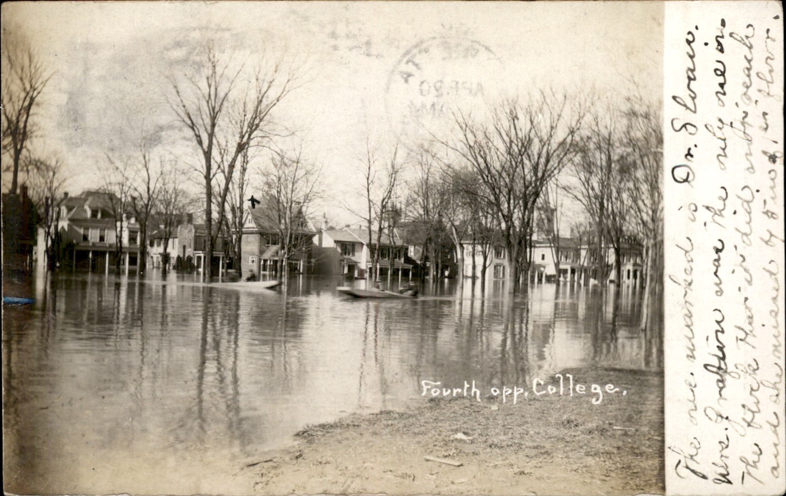 Marietta OH Flooded Street Fourth Opp College c1907 Real Photo Postcard bhn