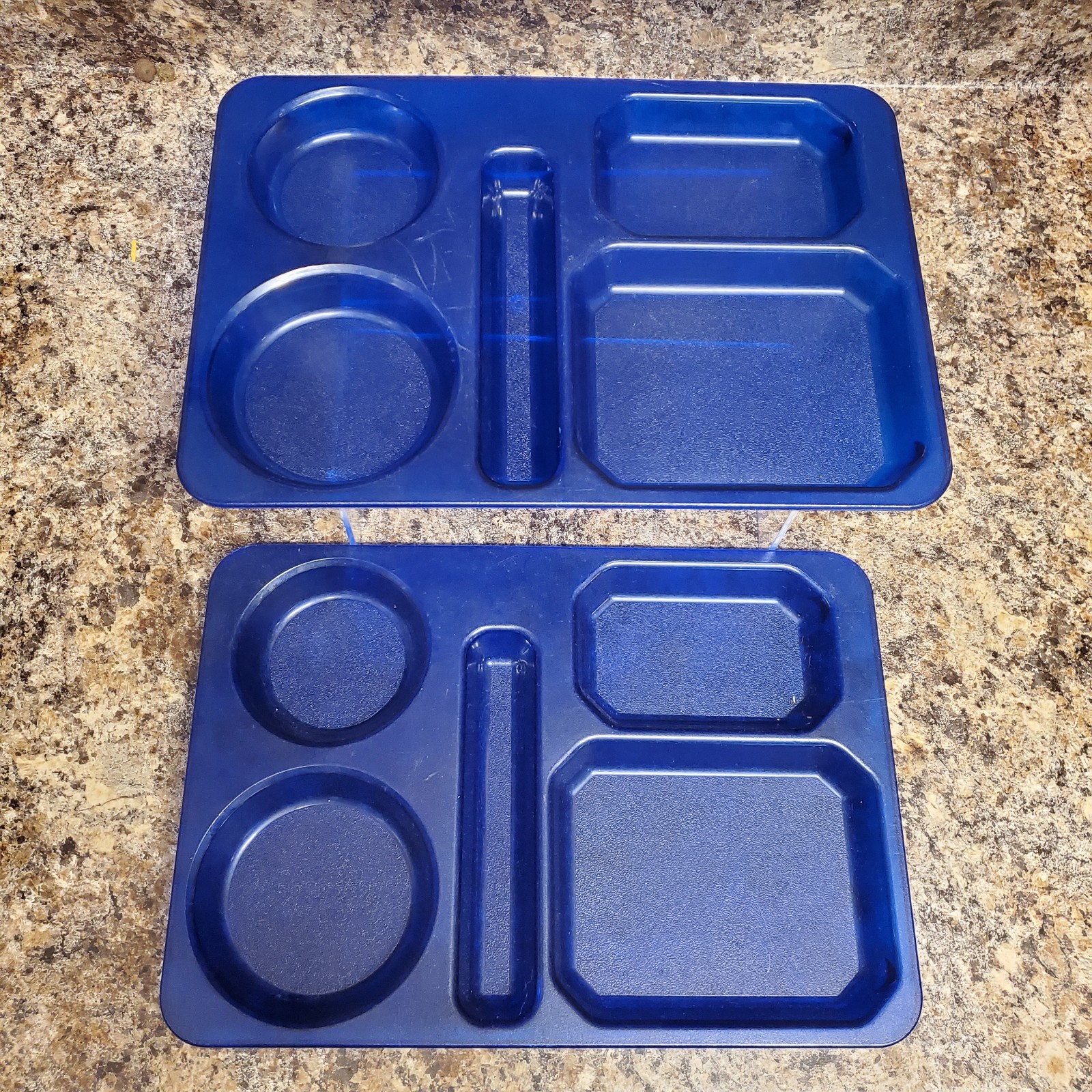Lot of 2 - USA High School Cafeteria Tray Translucent Blue Easy Wash Lightweight Lot of 2 - USA High School Cafeteria Tray Translucent Blue Easy Wash Lightweight