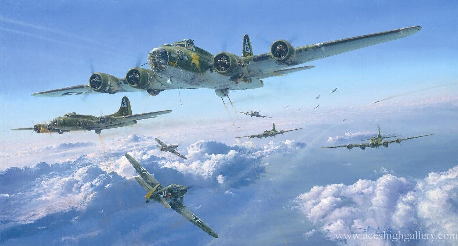 Schweinfurt the Second Mission by Robert Taylor  art print signed by B-17 Pilots