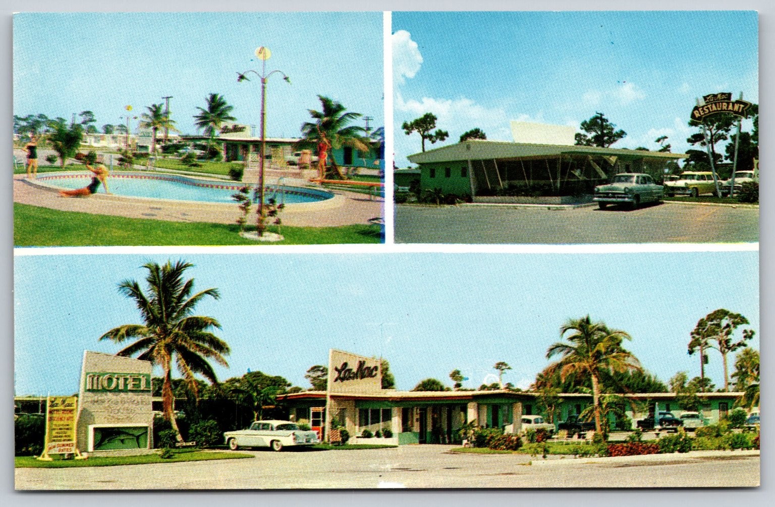 LaMac Motel & Restaurant Pompano Beach FL Vintage Postcard Dexter Press AA793