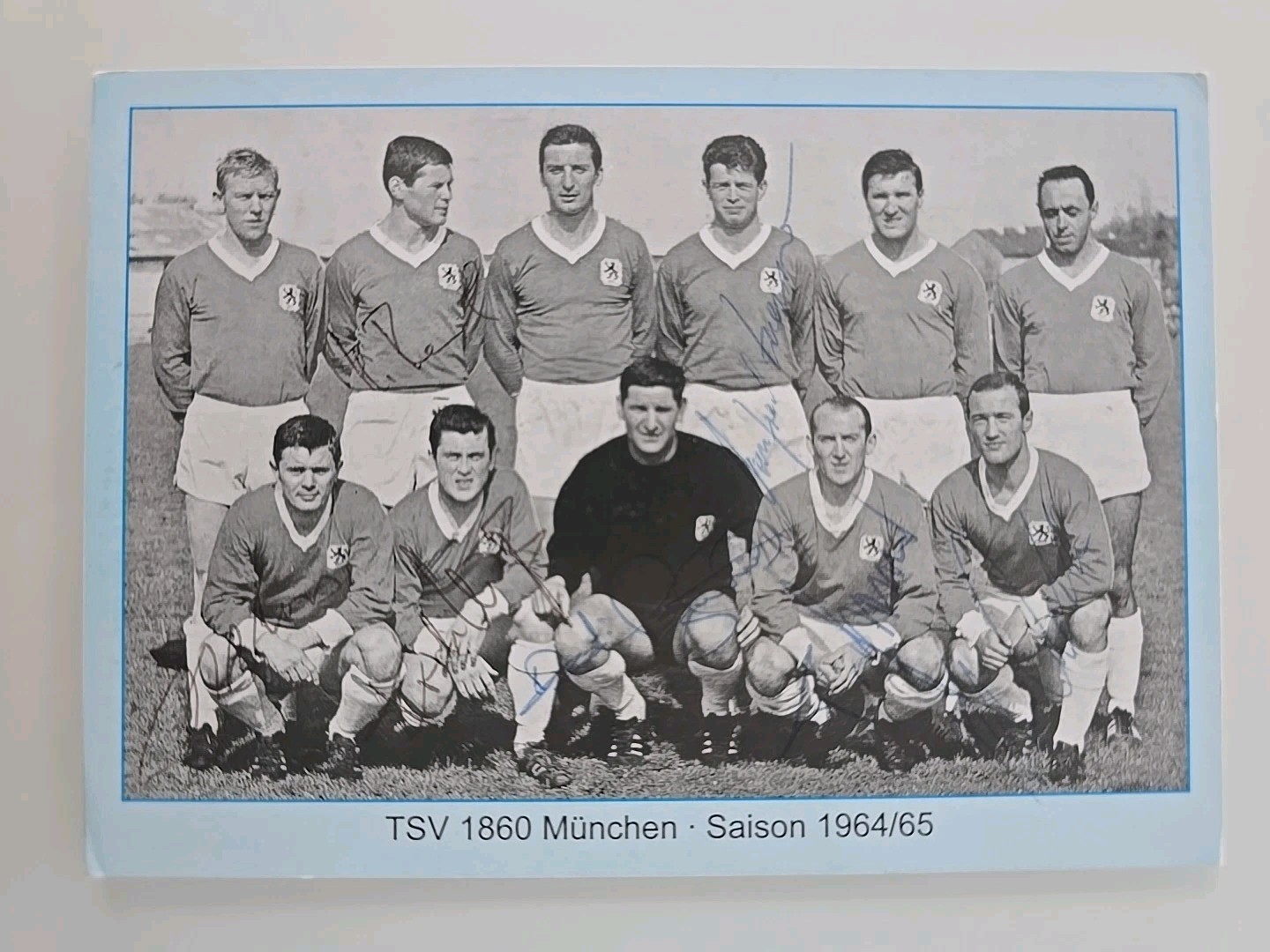 1860 MUNICH 7 x ORIGINAL AUTOGRAPH AUTOGRAPH CARD A6 Season 1964/65 RARE