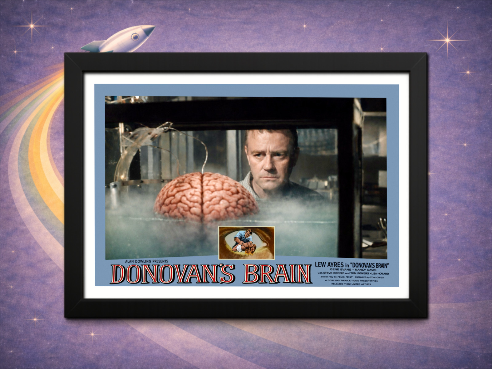 Framed Donovan’s Brain (1953) Lew Ayres vs Brain Lobby Card – Sci-Fi