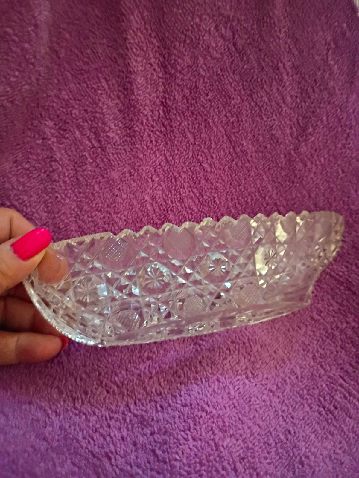 Vintage American Brilliant Lead Crystal Celery Canoe Vintage Era