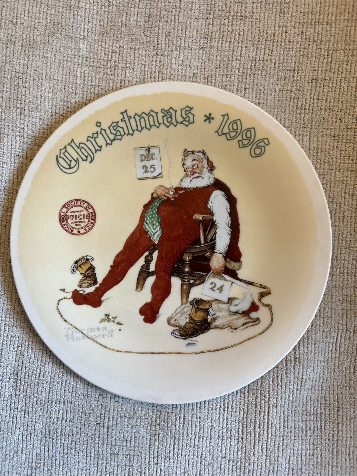 Vtg. NORMAN ROCKWELL Santa And to all a Good Night Plate 1996 Christmas Knowles Vtg. NORMAN ROCKWELL Santa And to all a Good Night Plate 1996 Christmas Knowles
