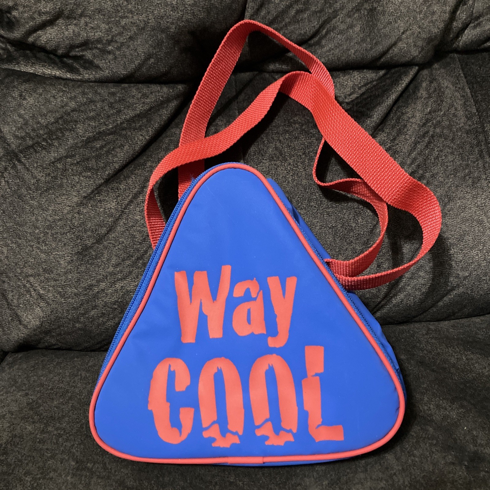 Vintage Retro 80s 90s Insulated Lunch Bag Way Cool Triangle Shaped Red and Blue