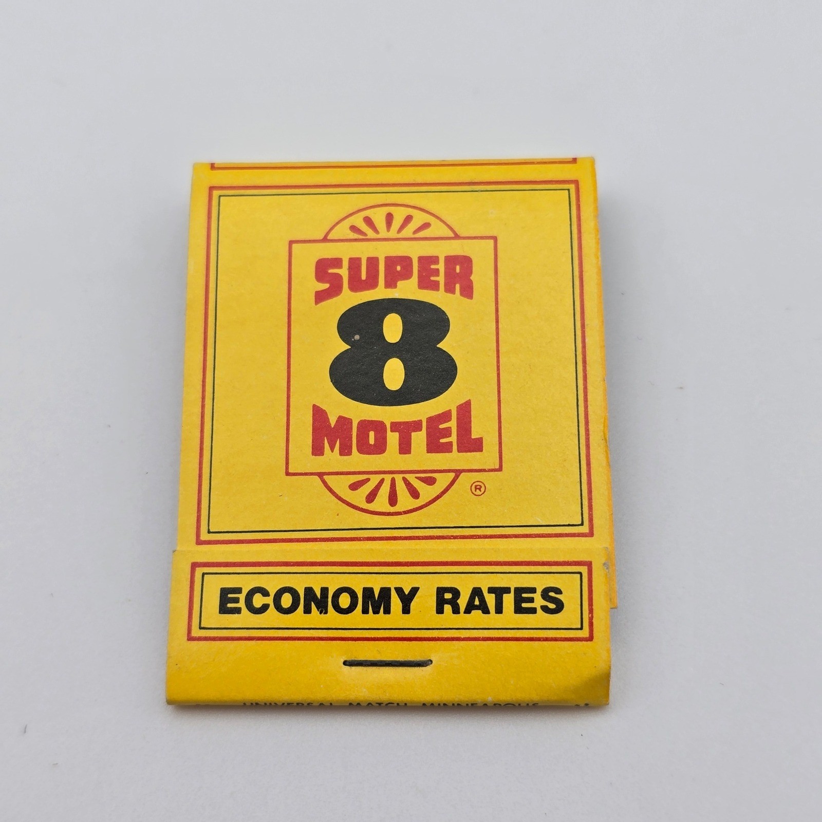 Vintage Super 8 Motel Matchbook Universal Match Minneapolis Economy Rates Yellow Vintage Super 8 Motel Matchbook Universal Match Minneapolis Economy Rates Yellow